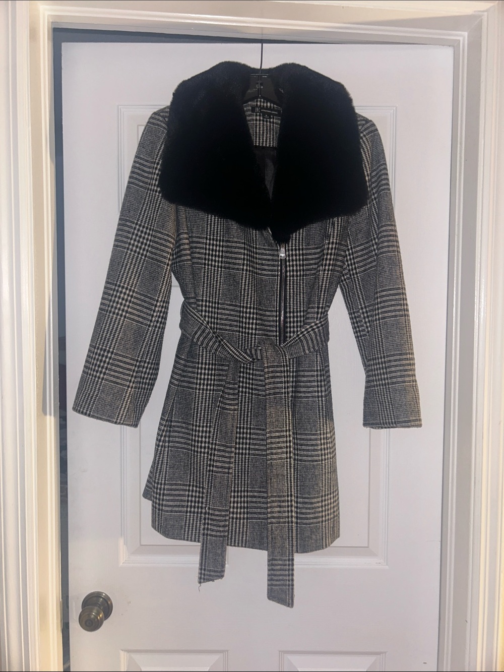 🤎 INC International Concepts black white tweed coat